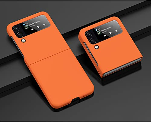 Hauw Funda Galaxy Z Flip 4 5G,Funda de Teléfono Plegable Antideslizante Ultradelgada para PC Duro para Samsung Galaxy Z Flip 4 5G 2022,Naranja