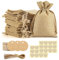 FINEVERNEK 24 Stück Jute-Geschenktüten mit Kordelzug, Jutesäckchen Kleine, Säckchen mit Kordelzug Geschenkanhänger, Wiederverwendbare Geschenksäckchen, Jutebeutel für Hochzeit, Schmuck, Party
