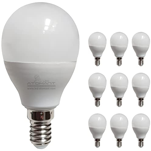 LED ATOMANT Packung mit 10 LED-Lampe E14 G45 9W, Farbe Warmweiß (3000K), 950 Lumen, dünner Sockel, entspricht 80W
