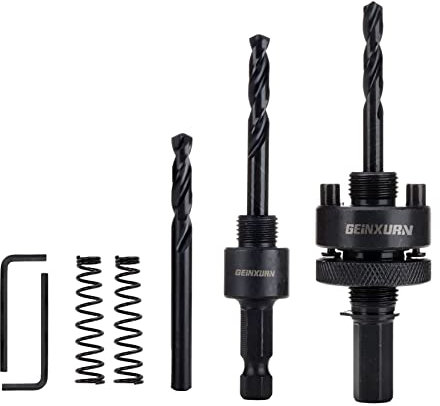 GEINXURN Mandrin de scie cloche général, mandrin de scie cloche de 2,2 cm et 3,8 cm avec 3 forets centraux/2 clés hexagonales/2 ressorts