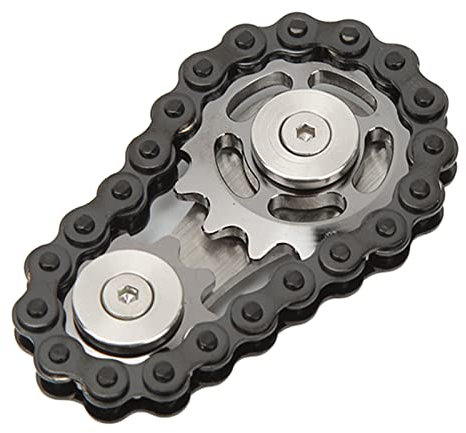 Fingerspitzen-Fahrradketten-Spielzeug, Zartes Abnehmbares Sensorisches Spielzeug aus Metall für die Reise (Silber schwarz)