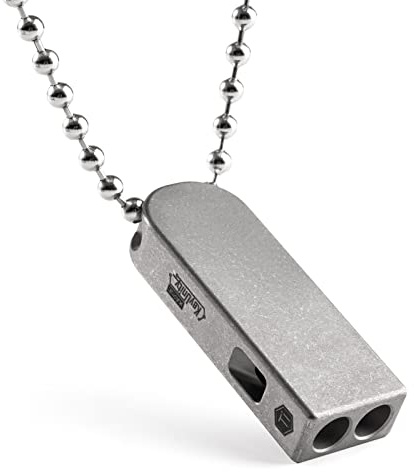 KeyUnity Trillerpfeife,Signalpfeife pfeifen Laut Notfall,Zweirohr-Trillerpfeifen Titan Metall Notfallpfeife mit Schlüsselanhänger & Kette, Schiedsrichter Outdoor Notfall Survival