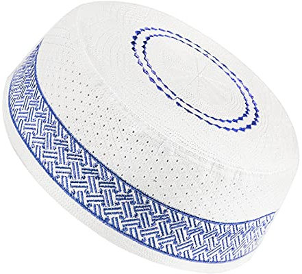 Faxianther Muslimischer Hut Herren Islam Gebet Kufi Mütze Männer weiße muslimische Kopfbedeckung männliche Moschee Prayer Beanie Stickerei Cap Türkisch Arabien Islamische Hijab Gebetsmütze