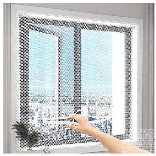Moustiquaire de Fenestration, paquet de 2 moustiquaire anti - moustiquaire en maille auto - adhésive avec protecteur d'abeille anti - insectes zippé, monté sur plusieurs fenêtres