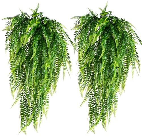 Halbur 4PCS Künstliche Pflanzen Hängend Farn Ranken, Kunstpflanze Hängend Pflanzen 83.8cm, Blattpflanzen Deko für Wohnzimmer, Küche, Balkon, Garten, Schlafzimmer