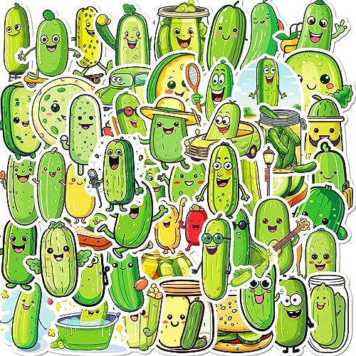 Bric Dodo 50 Stück Gurken Aufkleber Auto Laptop Telefon Gitarre Skateboard Motorrad Fahrrad Cartoon Cucumber Stickers Set Vinyl Wasserdicht Aesthetic Aufkleber für Jugendliche Kinder Erwachsene