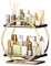 NUODWELL Make-up-Organizer für Schminktisch, 2-stöckig, Metall, Goldfarben, Modern, Kosmetik-Aufbewahrungsregal
