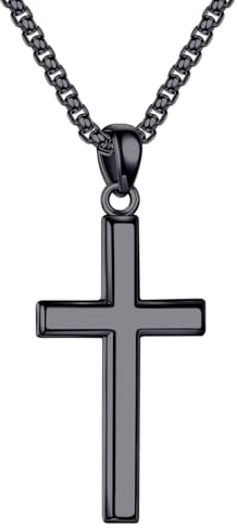 TINGN Kreuz Kette Herren Schwarz, Silber 925 Kette mit Kreuz Anhänger Kreuz Halskette Herren Frauen Mädchen Geschenk Figarokette Kreuz Kette Modeschmuck Geschenk für Männer Sohn