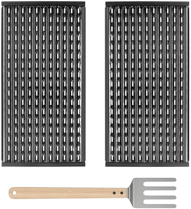 Outspark 43,2 cm Grillroste für Charbroil Performance TRU-Infrarot/Amplifire 2 Brenner 463633316 463655621 Gasgrill, Emitterplatten für CharBroil G327-1100-W1 Ersatzteile, mit Grillrostspatel