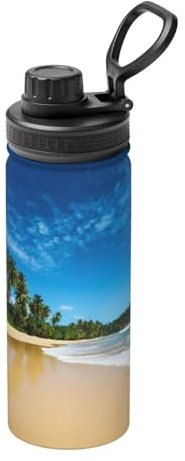 Wave Beach Isolierter Sportwasserkocher, 530 ml, der ultimative Sportbegleiter für Outdoor-Enthusiasten, Druck in voller Breite, Edelstahl-Konstruktion, auslaufsicheres Design