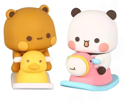 YGCHEN Figuren Bubu Dudu Wackelfigur Miniatur Panda Figur Kuscheltier Pandabär Ornament Mini Tierfiguren Tortendeko Kindergeburtstag Spielzeuggeschenk Figuren Desktop Zimmerdekoration 2 Stück