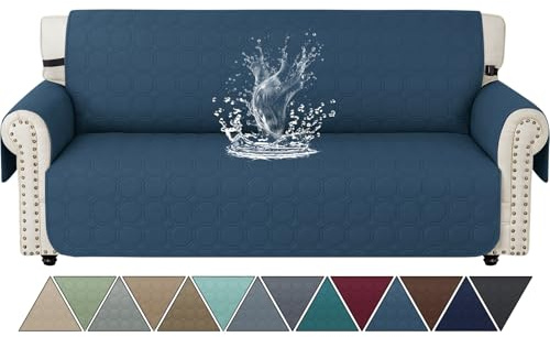 Ystyle Sofa Überzug 3 Sitzer Mit Armlehnen, Berlin Blau | Sofabezug Universal, Wohnzimmer Antirutsch Sofaschoner, Kratzfester Couch Überzug Für Haustiere, Katzen, Hunde, Kinder