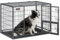 Feandrea Hundekäfig hochbelastbar, Gitterbox, transportabler Haustierkäfig, 107 x 70 x 75 cm, für mittelgroße, große Hunde, sicher, 2 abnehmbare Türen, Welpenauslauf, XL, grau PPD001G01