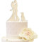 iEventStar Acryl Hochzeitstortenaufsatz für Braut und Bräutigam mit einem Hund Party Kuchen Dekoration (Paar mit 1 Hund, Holz)