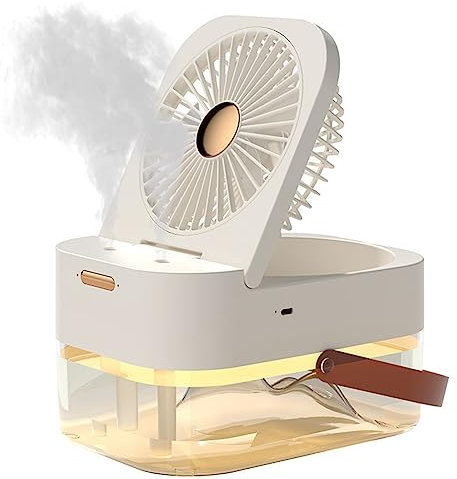 MOLERRI Ventilateur Humidificateur Ventilateur Portable Refroidisseur d'air Humidificateur d'air Ventilateur USB Ventilateur de Bureau avec Veilleuse pour Appareil MéNager D'éTé,A