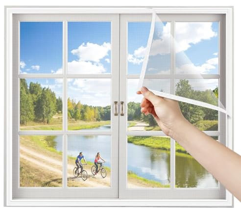 Rideau Moustiquaire pour Porte Fenetre 70x130cm Blanc Universelle Anti Moustique Fenetre Recoupable avec Bande Adhésive Maille Fine Filet Ecran Fenêtre sans Perçage