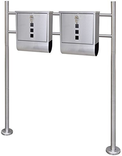 Homgoday Double Mailbox on Stand Stainless Steel Post Boxes, Post Boxes Type2