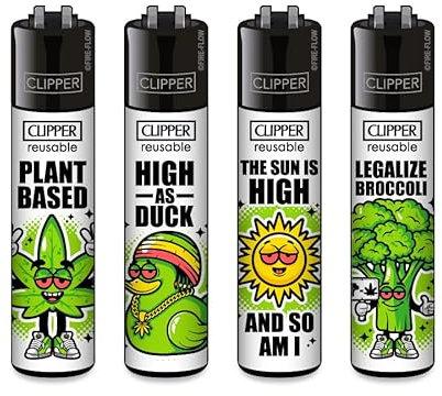 Clipper Feuerzeuge, Set mit 4 Stück, außergewöhnliche Motive (420 Mix #9)