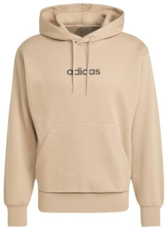 Adidas Herren Essentials LINEAR Fleece Hoodie, warm Sandstone/Black, XL