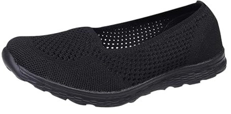Generico Scarpe Pianta Larga morbide da Donna in Tessuto Traspirante Scarpe da Passeggio Slip on in Schiuma Scarpe da Ginnastica con Supporto per l' Plantare Scarpe da Donna (Black, 42)