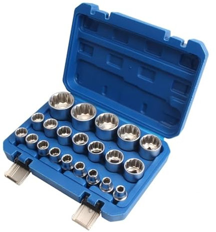 ZRTRUKPKQ Dado Torx dentado de 12 puntas, herramienta de llave de carraca, cabeza de dado con especificación de 8-36 mm, juego de 21 piezas de dado Torx de 12 puntas Llaves de vaso