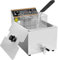 MOOTACO Elektrische Gastro Fritteuse Friteuse Edelstahl, 6L Behälter, Professionelle Elektro Fritteuse Gastro, mit Fettablaufhahn und Zeitschaltuhr