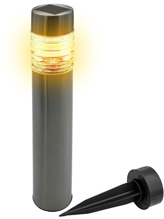 Spetebo Edelstahl Solar Gehwegleuchte 42 x 8 cm - silber - Garten Wegeleuchte warm weiß - Solarleuchte Gartenlicht Außenleuchte Deko Beleuchtung solarbetrieben für Außen Terrasse