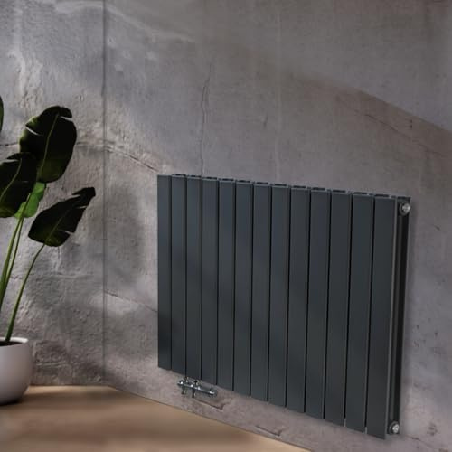 WEBER Heizkörper Flach Design Heizung Paneel-Heizkörper Horizontal Doppellagig Flachheizung Wandheizung (Anthrazit, 60x84 cm)