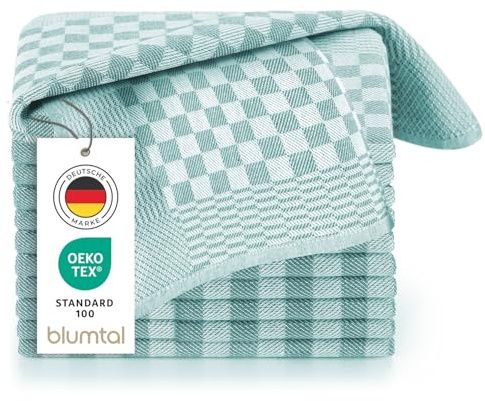 Blumtal Geschirrtücher Baumwolle 50x70 cm im 5er Set - Oeko-TEX zertifizierte Küchentücher - extrem saugstarke Geschirrhandtücher - Küchenhandtücher waschbar 95 °C - Geschirrtuch Grün Mint