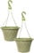 30cm Hanging Basket - Decorative Round Garden Flower Plant Pot | Woven Flower Outdoor Decorative Planter – Weatherproof Plastic with Drainage Holes –For Gardens & Balconies (Moss Green, Pack of 2)