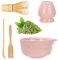HOBEYO Matcha Set, Matcha Set Pink, Matcha Bowl with Pourer, Matcha Stirrer and Stand, Matcha Spoon, Teaspoon, 5-Piece Matcha Set Pink for Tea Lovers