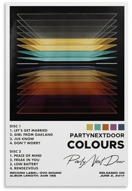 URAUIH Colours by PartyNextDoor Album-Poster, Schlafzimmer, Wohnzimmer, Wandkunst-Deco-Poster, 40 x 60 cm, ungerahmter Stil