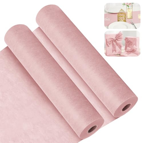 2 Stück Vlies Tischläufer Rosa FoiiLiio 30 cm X 25 m Vlies tischläufer Rolle Rosa, tischläufer Outdoor, Tischdeko, Partydeko FüR Geburtstag, Hochzeit, Festliche Dekoration