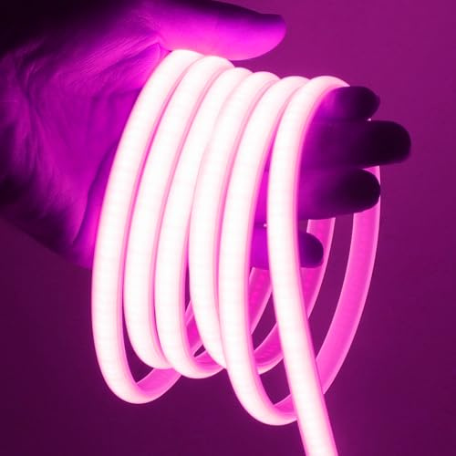 HEGEHE COB LED Streifen, 220V Neon LED Strip Hohe Dichte 288 LEDs/m, IP65 Wasserdicht Diffusion Flex LED Schlauch Lichtleisten, Alle 50cm Schneidbar, Direktanschluss (Rosa, 6M)
