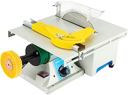 Edelstein Polierschleifmaschine & Poliermaschine 750W, 5-in-1 Schleifmaschine mit 5 Schleifköpfen | Multifunktions | 800-10000RPM | Tischkreissäge für Polieren, Schneiden, Schleifen