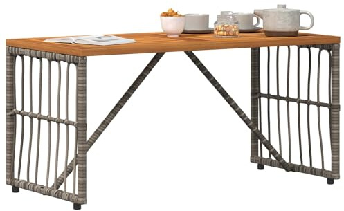 vidaXL Tisch für Outdoor Grau 80 x 40 x 40 cm Stahl und Poly Rattan, Garten und Terrasse, Rustikaler Outdoor-Tisch, Wetterbeständig, Rechteckiger Stahlrahmen, Moderner Terrassentisch, Einfache Montage