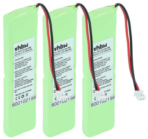 vhbw 3X Akku kompatibel mit AEG F20 | schnurlos Festnetz Telefon (500 mAh, 2,4 V, NiMH)