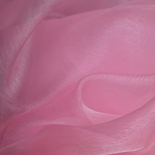 Crystal Organza Voile Sheer Fabric Material Crafts Curtains Costumes Dress Making Bridal Wedding Backdrops Decorations Displays Draping Furnishing | 59 - 150 cm Wide | Sold per Metre (Candy Pink)
