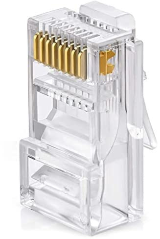 Splinktech SAFEKOM| 100 PCs RJ45 Connector, CAT5e, CAT5 Cable End, Connector Network LAN, Network Cable Connector, Soft Plastic Ethernet Network Plug, Gold Plated Connector Pins leads.