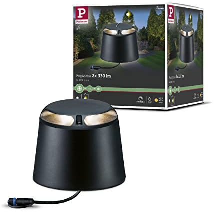 Paulmann Beleuchtungssystem Plug&Shine LED-Bodenaufbauleuchte 3 W Warm-Weiß 93917 Anthrazit 2er Set