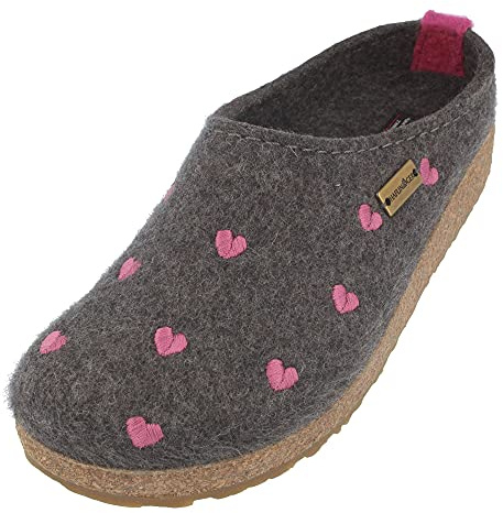 HAFLINGER Grizzly Cuoricini Filzpantoffel Herz Hausschuh Kork
