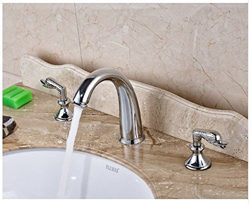 Gowe? Largement 3 pcs Bec cascade Mélangeur de salle de bain Lavabo Robinet robinet de mélangeur 3 trous Finition chrome