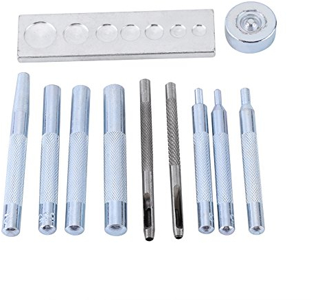 11 pcs/lot Artisanat du cuir Fermeture à pression Setter Rivet Réglage Perforatrice rond Die outils avec trou Perfore