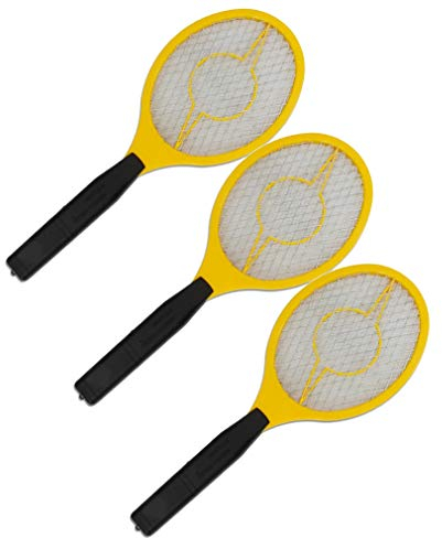 Trango 3er Set elektrische Fliegenklatsche 3TG-FL2004 I Mückenfänger I Obstfliegenfänger I Fliegenfänger - Betrieb mit 2X AA 1.5 Volt Batterie