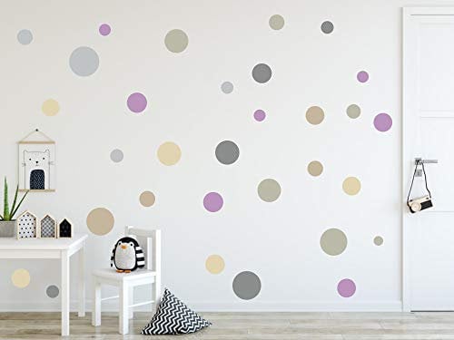 timalo® 120 Stück Wandtattoo Kinderzimmer Kreise Pastell Wandsticker – Aufkleber Punkte | 73078-SET6-120