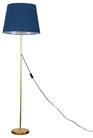 MiniSun | Modern Gold Metal Standard Floor Lamp with a Navy Blue Tapered Shade | Floor Lamps & Torchieres, Home Décor & Improvement Essential | Includes 6W LED E27 Light Bulb