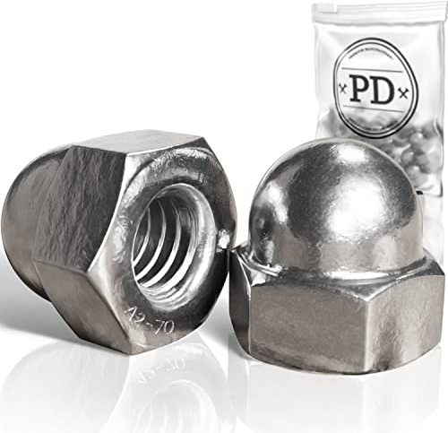 PD® Tuercas de sombrerete de acero inoxidable M8 (DIN 1587)|Tuercas de sombrerete A2 V2A| Tuercas de sombrerete protectoras de alta forma para tornillos, varillas roscadas y pernos roscados |5 pts