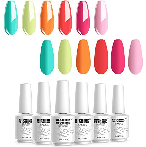 Vishine Gel Nail Polish Set Red Nude Maroon White Gel Polish Kit- Nail Gel Polish Set - UV LED Nail Gel Required, 8ml Bottle Nail Art