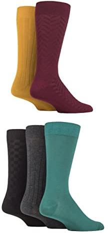 SockShop Men's Patterned Bright Colourful Natural Bamboo Socks Various Designs for Everyday Wear Size 7-11 Pack of 5 Royals Mixed 7-11