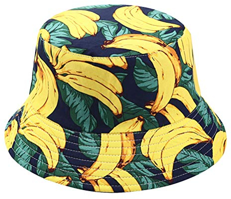 SOIMISS Netter Druck Obst Fischerei Hut Banane Eimer Hut Mode Einfacher Sommer Outdoor Doppelseitige breite Krempe Sonnenhut